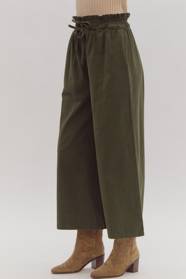 Double Bow Tie Pants - Olive