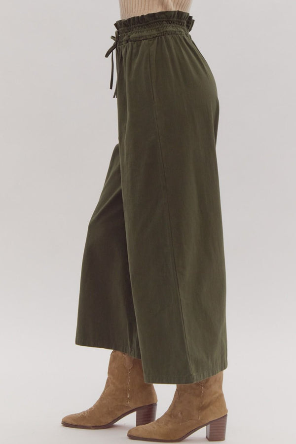 Double Bow Tie Pants - Olive