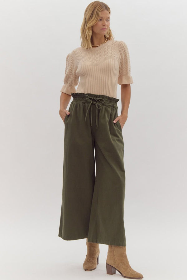 Double Bow Tie Pants - Olive