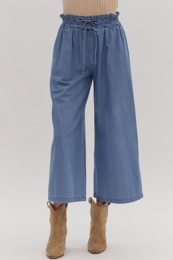 Double Bow Tie Pants - Denim