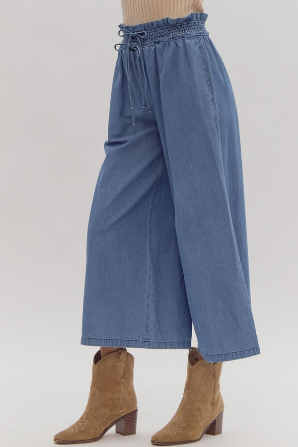 Double Bow Tie Pants - Denim