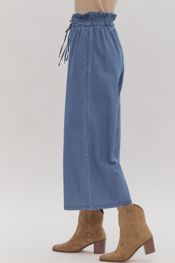 Double Bow Tie Pants - Denim