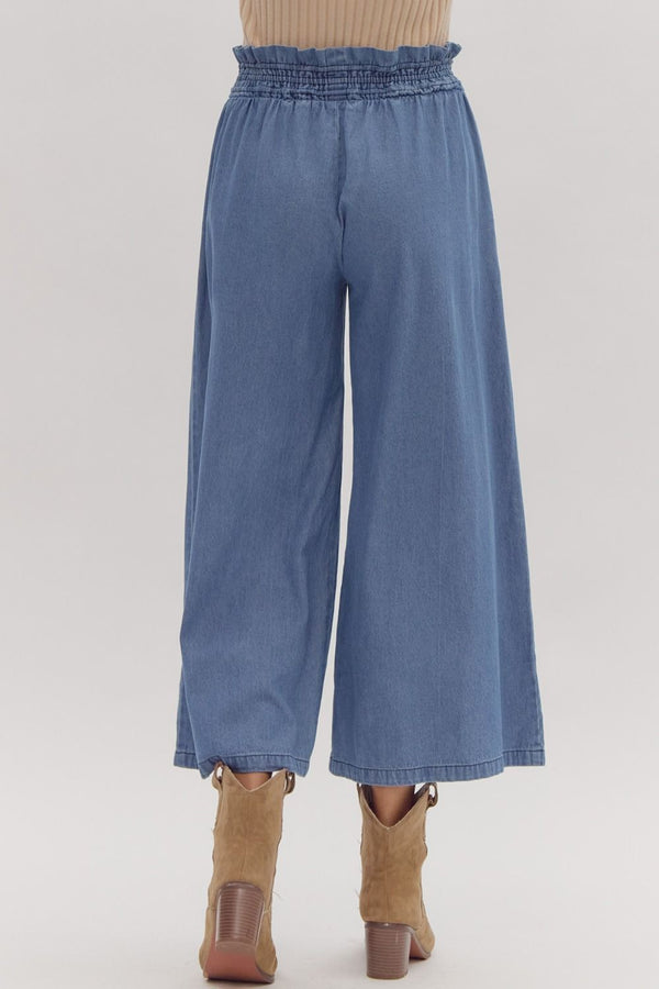 Double Bow Tie Pants - Denim