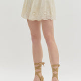 Cream Eyelet Shorts