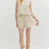 Cream Eyelet Shorts