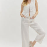 Days With You Embroidery Detail Pants - White