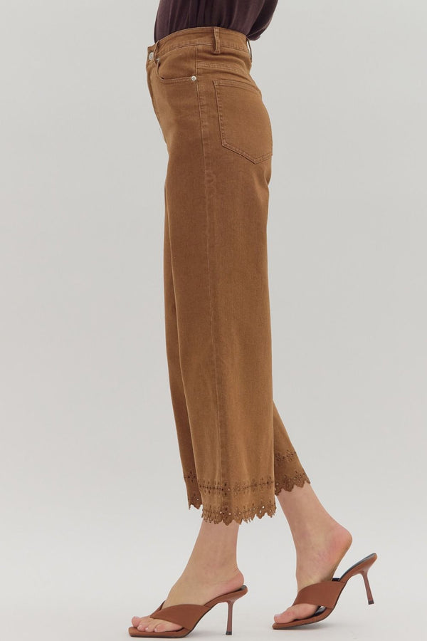Days With You Embroidery Detail Pants - Brown