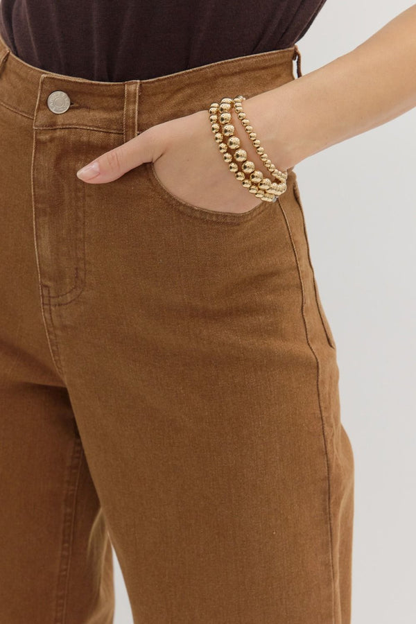 Days With You Embroidery Detail Pants - Brown
