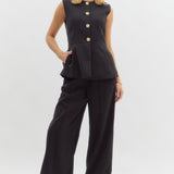 She Means Business Tailored Black Vest