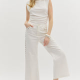 Studded White Denim