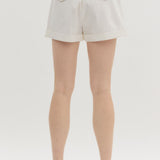 Cuffed White Shorts