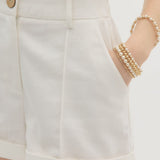 Cuffed White Shorts