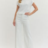 Making My Way Seam White Denim Pants