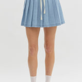Denim Pleated Skirt