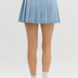Denim Pleated Skirt