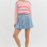 Denim Pleated Skirt