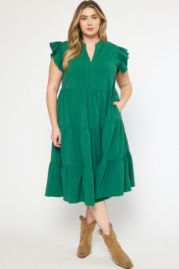 Need I Say More Forest Green Midi Dress