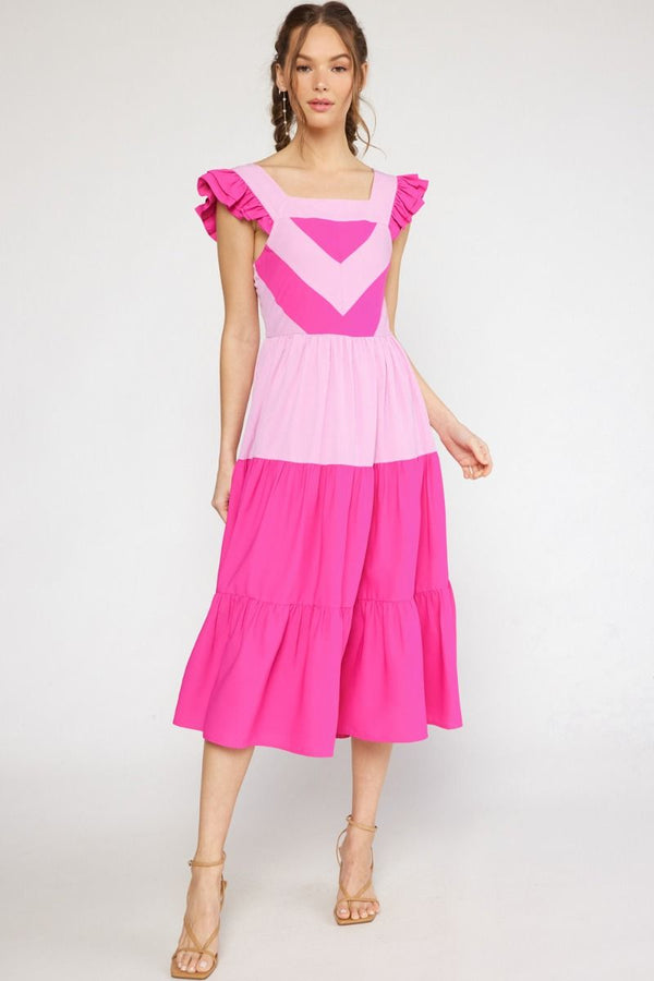 Brighter Days Pink Color Block Dress