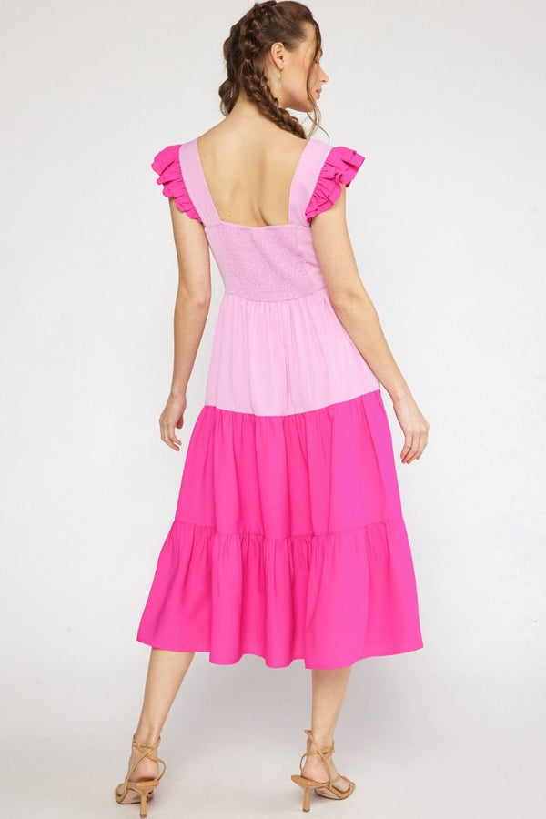 Brighter Days Pink Color Block Dress