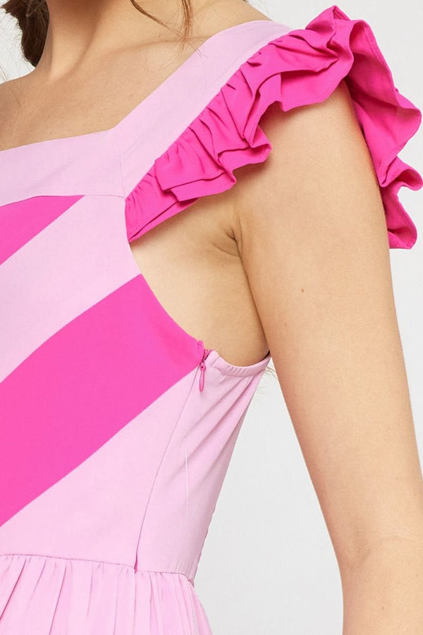 Brighter Days Pink Color Block Dress