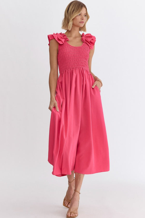 Feel the Sunshine - Pink Midi Dress