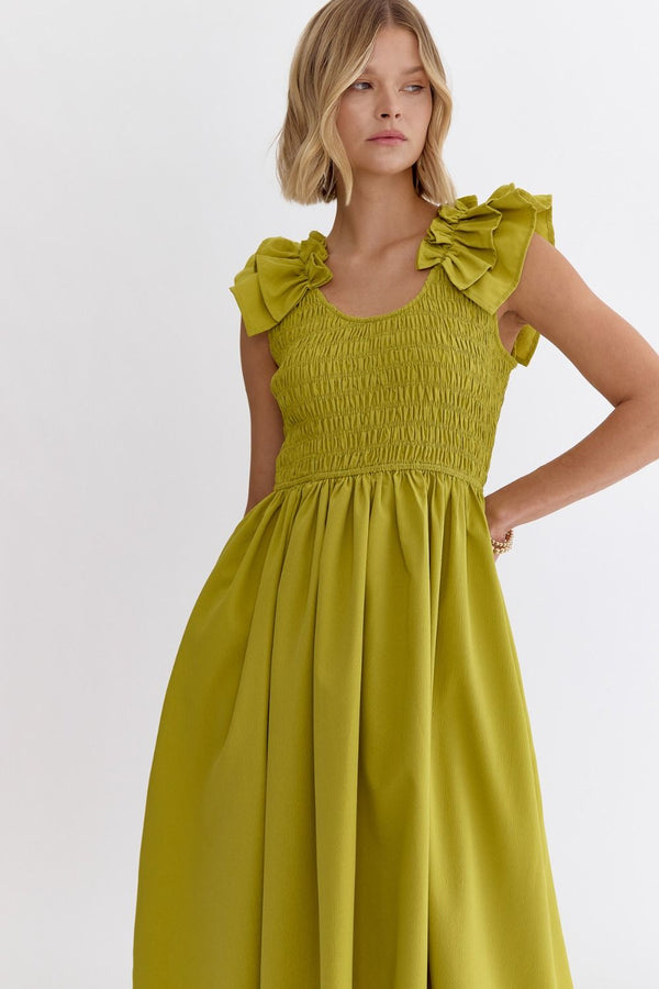 Feel the Sunshine - Chartreuse Midi Dress