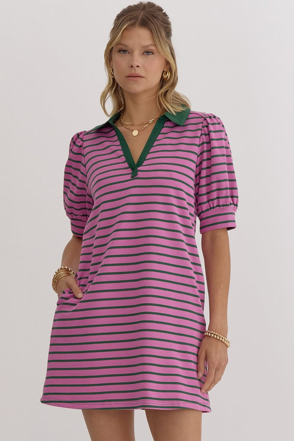 Stripe Dress - Purple