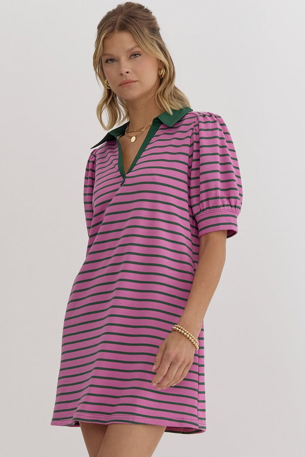 Stripe Dress - Purple