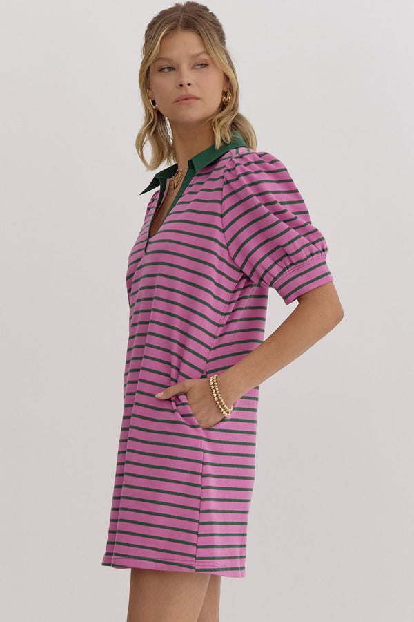 Stripe Dress - Purple