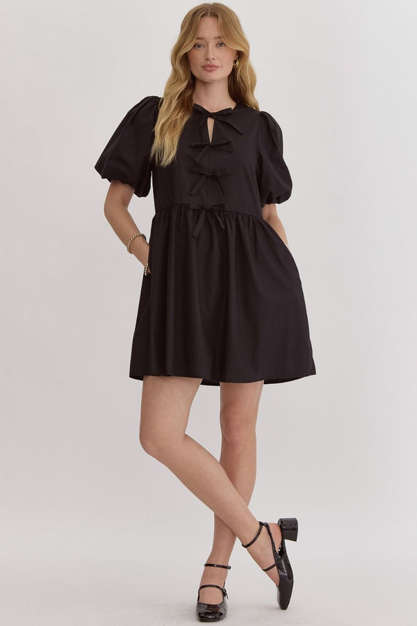 Forever Elegant Bow Dress - Black