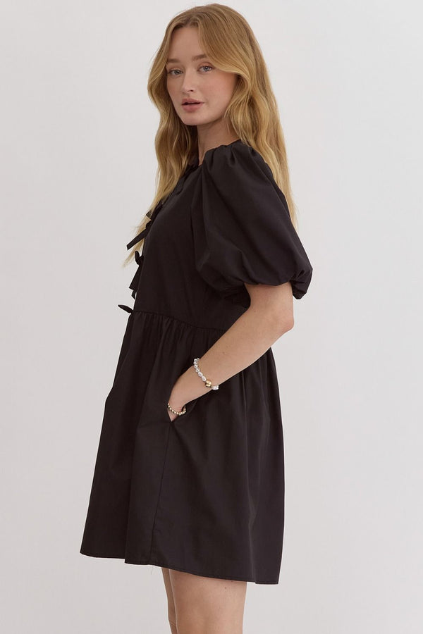 Forever Elegant Bow Dress - Black