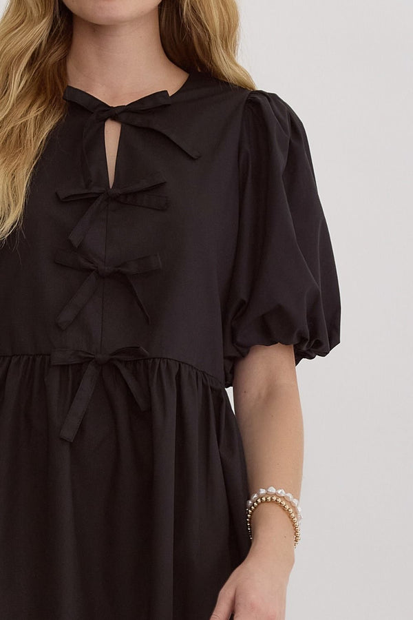 Forever Elegant Bow Dress - Black