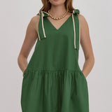 Sweet & Simple V Neck Green Dress | FINAL SALE