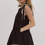 V Neck Black Dress