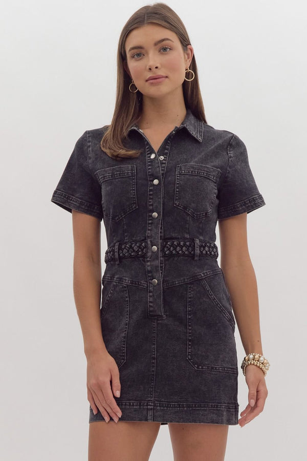 Country Nights Black Denim Dress