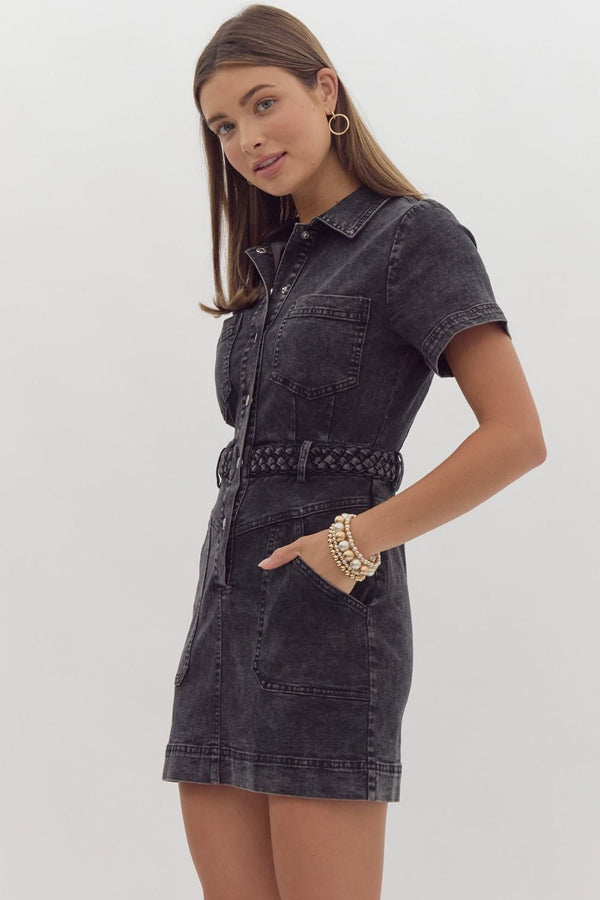 Country Nights Black Denim Dress