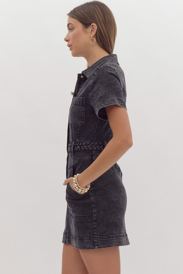 Country Nights Black Denim Dress