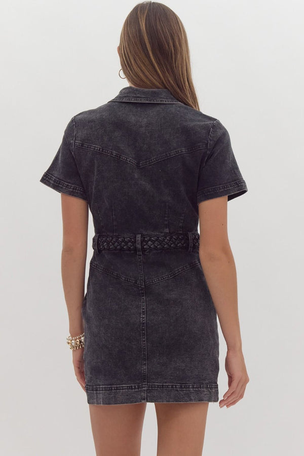 Country Nights Black Denim Dress