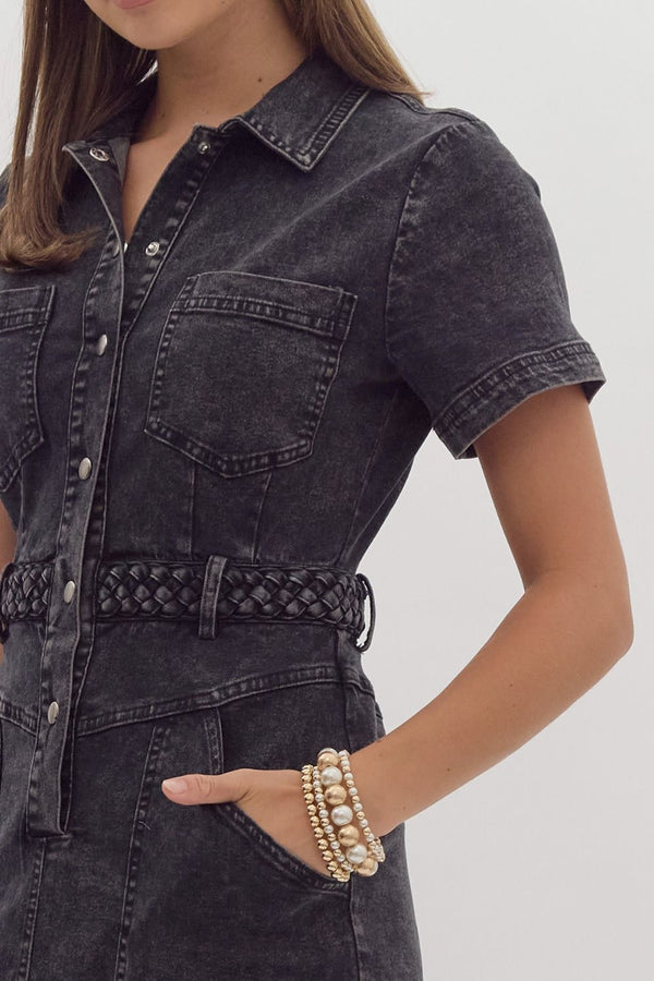 Country Nights Black Denim Dress