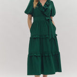 Feeling So Sweet Ruffle Tiered Bow Midi Dress
