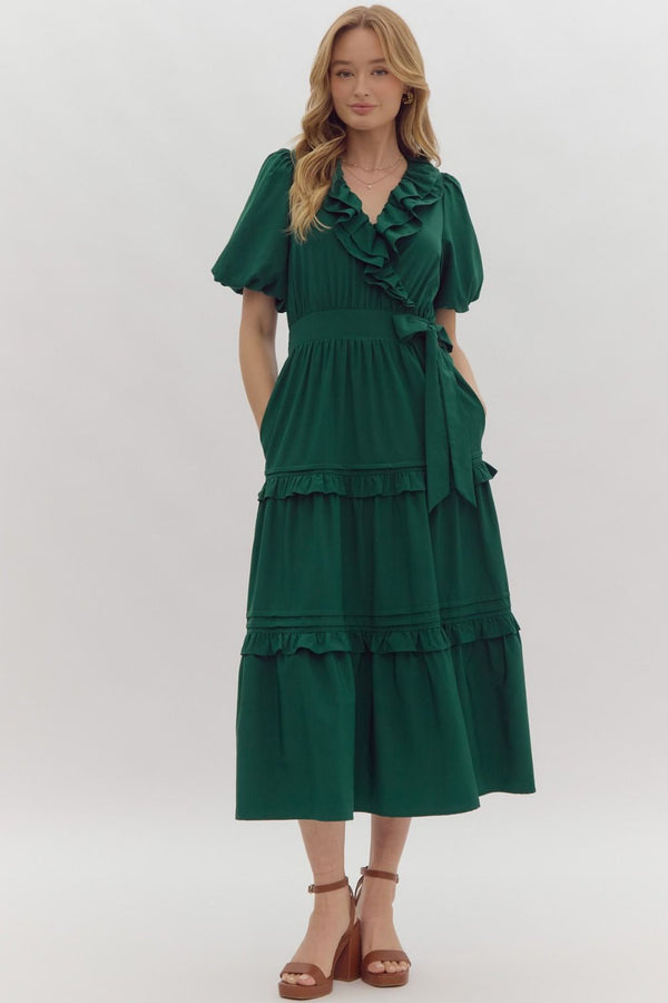 Feeling So Sweet Ruffle Tiered Bow Midi Dress