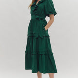 Feeling So Sweet Ruffle Tiered Bow Midi Dress