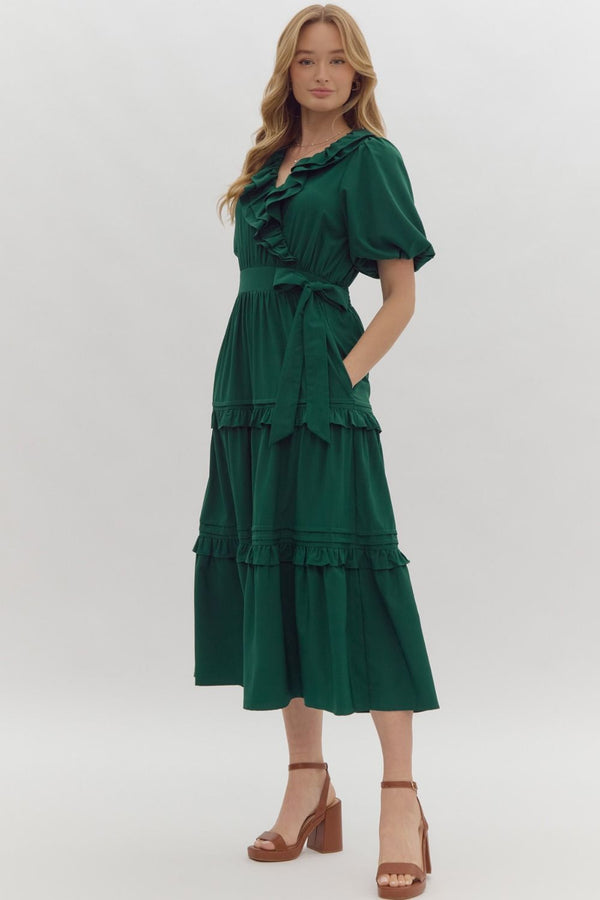 Feeling So Sweet Ruffle Tiered Bow Midi Dress