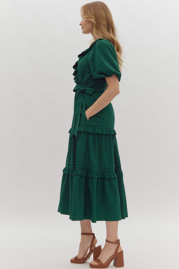 Feeling So Sweet Ruffle Tiered Bow Midi Dress