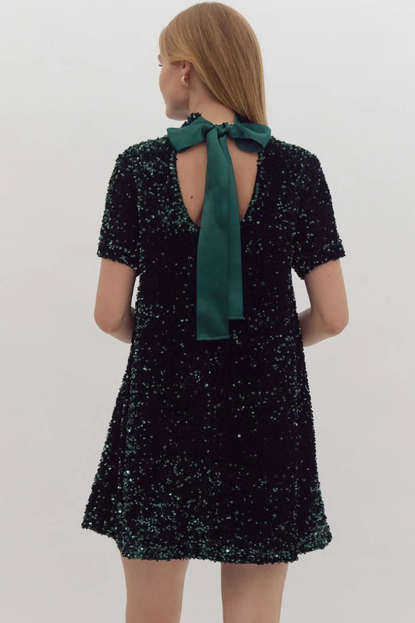 Sparkling Night Green Sequin Dress