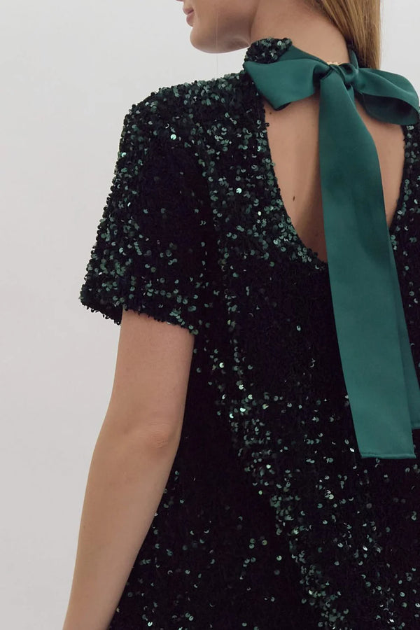 Sparkling Night Green Sequin Dress