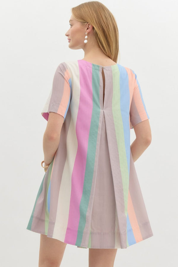 It's A Girl Thing Striped Dress - Pastel