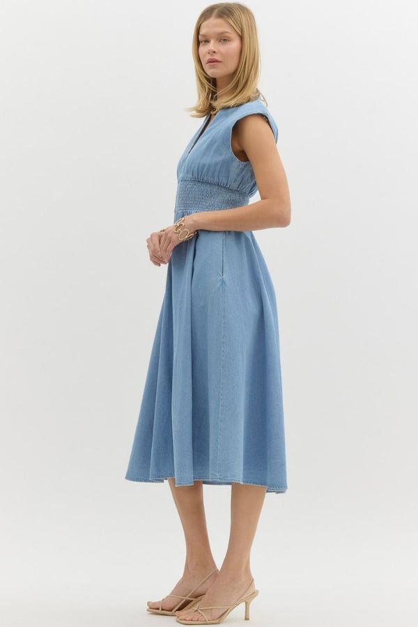 Hear Me Out Midi Denim Dress