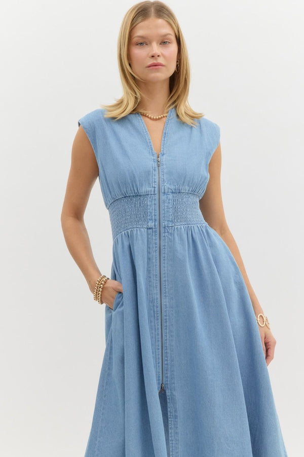 Hear Me Out Midi Denim Dress