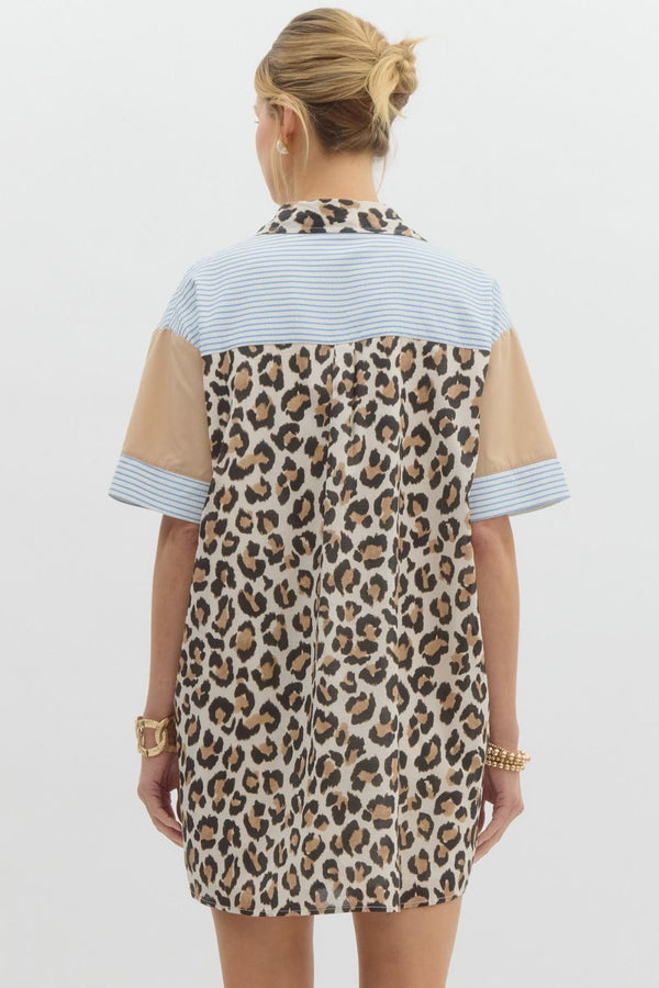 Stripe Leopard Dress